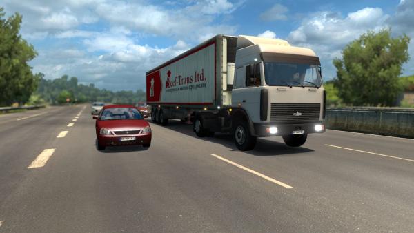 Russian transport mod in traffic for ETS 2